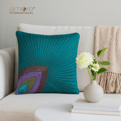 Handcrafted Cushion Cover – Turquoise, 16"x16"