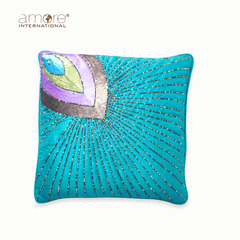 Handcrafted Cushion Cover – Turquoise, 16"x16"