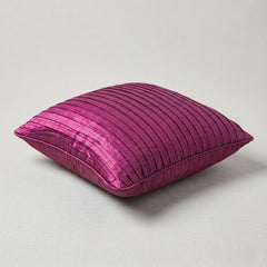 Fabric Crafted Cushion Cover – Dark Pink | 12"x12" | Poly Cotton Foam Fabric | Elegant Ribbed Texture Design