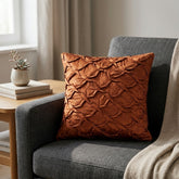 Fabric Crafted Cushion Cover – Coral | 12"x12" | Poly Cotton Fabric | Elegant Crinkle Texture Design