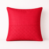 Fabric-Crafted Red Cushion Cover – 24"x24" | Quilted Panel Design | Premium Poly-Cotton
