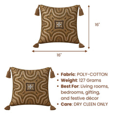 Handcrafted Cushion Cover – Antique | 16"x16" | Decorative Embroidered Cushion Cover