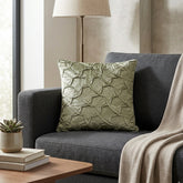 Fabric Crafted Cushion Cover – Green | 12"x12" | Poly Cotton Fabric | Elegant Crinkle Texture Design
