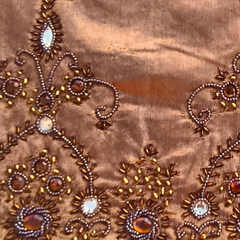 Hand Crafted Cushion Cover – Brown | 16"x16" | Chanil Fabric | Embroidered Decorative Design