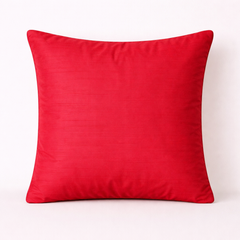 Fabric-Crafted Red Cushion Cover – 24"x24" | Quilted Panel Design | Premium Poly-Cotton