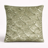 Fabric Crafted Cushion Cover – Green | 12"x12" | Poly Cotton Fabric | Elegant Crinkle Texture Design