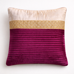 Fabric Crafted Cushion Cover – Lilac Rose | 16"x16" | Chanil Fabric | Textured Panel Design
