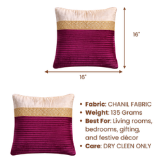 Fabric Crafted Cushion Cover – Lilac Rose | 16"x16" | Chanil Fabric | Textured Panel Design