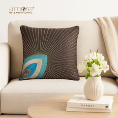 Handcrafted Cushion Cover – Brown, 16"x16"