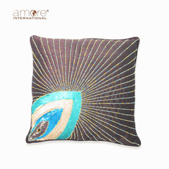 Handcrafted Cushion Cover – Brown, 16"x16"