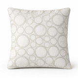 Machine-Crafted White Cushion Cover – 12"x12" | Circular Embroidered Design | Premium Poly Channel Fabric