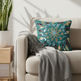 Handcrafted Turquoise Cushion Cover – 12"x12" | Multi-Color Embroidered Floral Design | Premium Poly Cotton