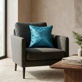 Fabric Crafted Cushion Cover 12x12 Inch Turquoise | Poly Cotton Decorative Pillow Cover for Sofa, Living Room & Bedroom | Festive & Modern Home Décor