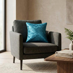 Fabric Crafted Cushion Cover 12x12 Inch Turquoise | Poly Cotton Decorative Pillow Cover for Sofa, Living Room & Bedroom | Festive & Modern Home Décor