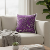 Machine Crafted Purple Cushion Cover with White Piping – 16"x16" | Premium Poly Cotton