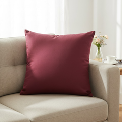 Fabric-Crafted Maroon Cushion Cover – 24"x24", Premium Poly Cotton (Plain Design)
