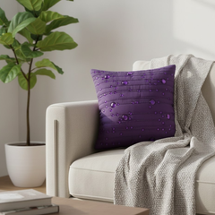 Handcrafted Purple Cushion Cover – 16"x16" | Decorative Bead & Thread Work | Premium Poly Cotton