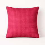 Fabric-Crafted Maroon Cushion Cover – 24"x24" | Quilted Grid Design | Premium Poly-Cotton