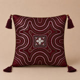 Handcrafted Cushion Cover – Maroon | 16"x16" | Embroidered Decorative Cushion Cover