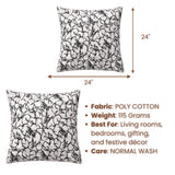 Fabric Crafted Cushion Cover – White | 24"x24" | Poly Cotton | Printed Floral Design