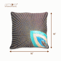 Handcrafted Cushion Cover – Brown, 16"x16"