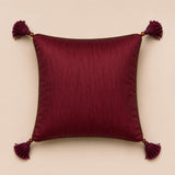 Handcrafted Cushion Cover – Maroon | 16"x16" | Embroidered Decorative Cushion Cover