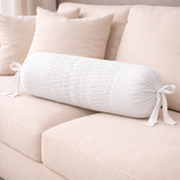 Cylindrical Fabric-Crafted White Bolster Cover – 15"x32" | Cotton Polyester Fabric | Minimal & Elegant