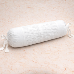 Cylindrical Fabric-Crafted White Bolster Cover – 15"x32" | Cotton Polyester Fabric | Minimal & Elegant