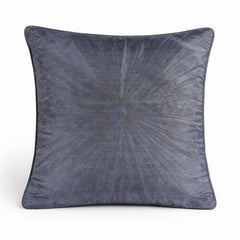 Hand Crafted Cushion Cover – Grey Multicolor | 16"x16" | Poly Cotton Fabric | Vibrant Embroidered Geometric Burst Design