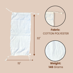 Cylindrical Fabric-Crafted White Bolster Cover – 15"x32" | Cotton Polyester Fabric | Minimal & Elegant