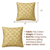 Fabric Crafted Cushion Cover – Light Gold | 12"x12" | Poly Cotton Fabric | Elegant Crinkle Texture Design
