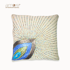 Handcrafted Cushion Cover – Beige, 16"x16"
