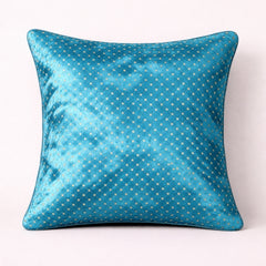 Fabric Crafted Cushion Cover 12x12 Inch Turquoise | Poly Cotton Decorative Pillow Cover for Sofa, Living Room & Bedroom | Festive & Modern Home Décor