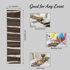 Handcrafted Brown Table Runner – 12"x52", Premium Poly Cotton