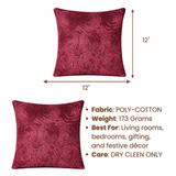 Handcrafted Maroon Cushion Cover – 12"x12" | Circular Embroidered Design | Premium Poly Cotton