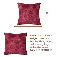 Handcrafted Maroon Cushion Cover – 12"x12" | Circular Embroidered Design | Premium Poly Cotton
