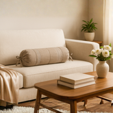 Fabric-Crafted Light Brown Bolster Cover – 15"x32" | Premium Polyester | Drawstring Closure | Lightweight & Durable