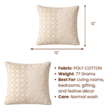 Fabric-Crafted Cream Cushion Cover – 12"x12" | Poly Cotton Fabric | Soft & Elegant