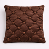 Hand Crafted Cushion Cover – Brown | 12"x12" | Poly Cotton | Classic Button Tufted Design
