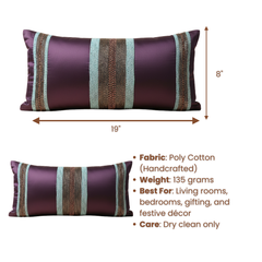 Handcrafted Purple Bolster Cover – 19"x8" | Premium Poly Cotton