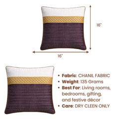 Fabric Crafted Cushion Cover – Black | 16"x16" | Chanil Fabric | Textured Panel Design