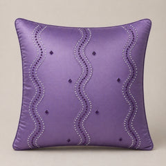 Handcrafted Cushion Cover – Light Purple | 16"x16" | Poly Cotton Fabric | Elegant Embroidered Cushion Cover