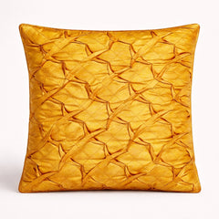 Fabric Crafted Cushion Cover – Orange | 12"x12" | Poly Cotton Fabric | Elegant Crinkle Texture Design