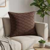 Fabric-Crafted Brown Cushion Cover – 16"x16" | Wave Quilted Design | Premium Poly-Cotton