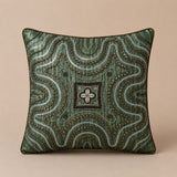 Handcrafted Cushion Cover – Green | 16"x16" | Premium Embroidered Decorative Cushion Cover