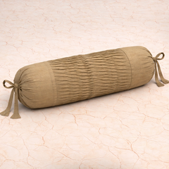 Cylindrical Fabric-Crafted Beige Bolster Cover – 15"x32" | Cotton Polyester Fabric | Subtle & Elegant