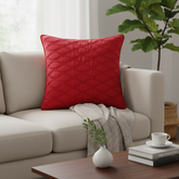 Fabric-Crafted Maroon Cushion Cover – 16"x16" | Wave Quilted Design | Premium Poly-Cotton