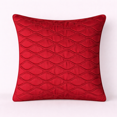 Fabric-Crafted Maroon Cushion Cover – 16"x16" | Wave Quilted Design | Premium Poly-Cotton