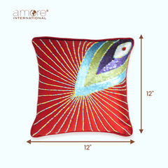 Handcrafted Cushion Cover – Red, 12"x12"
