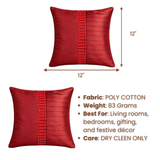 Hand Crafted Cushion Cover – Maroon | 12"x12" | Poly Cotton | Decorative Panel Design